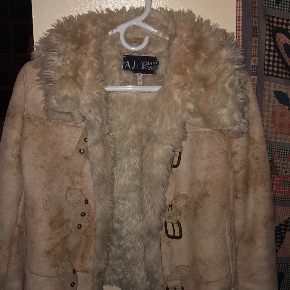 Armani Jeans Cream Suede/Fur Jacket